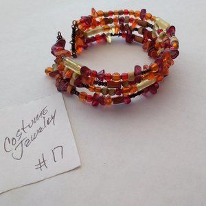 Wire beaded bangle multi color elastic stretch costume bracelet handmade
